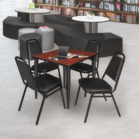 Regency Kahlo Square Table & Chair Sets, 36 W, 36 L, 29 H, Wood, Metal, Vinyl Top, Cherry TPL3636CHBK29BK